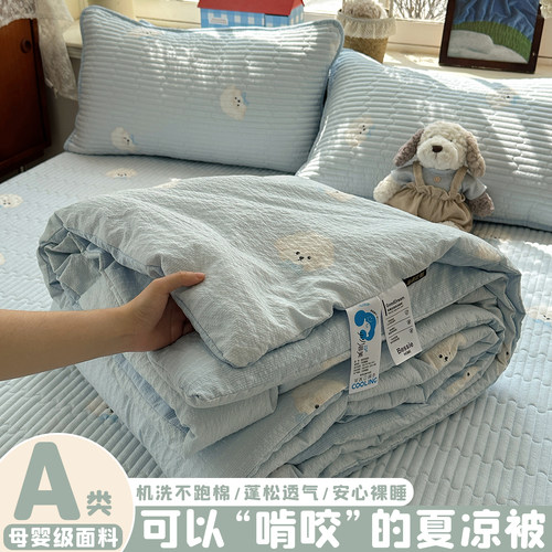 a类夏季夏凉被四件套全棉纯棉床盖空调被学生宿舍用薄款被子夏被4
