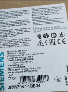 3RW3047-1BB04 1 正品原装SIRIUS软启动器 S3 106 A