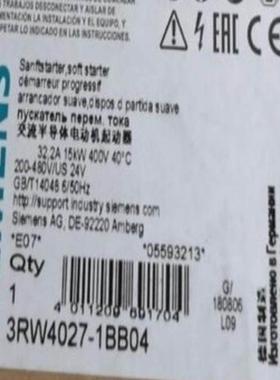 3RW4027-1BB0415千瓦KW软启动器3RW40271BB04