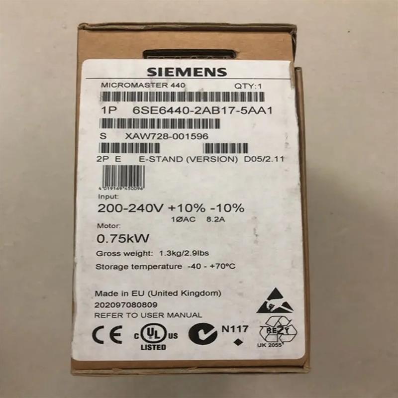 MM420变频器0.75KW 1/3AC200-240V 6SE6440-2AB17-5AA1