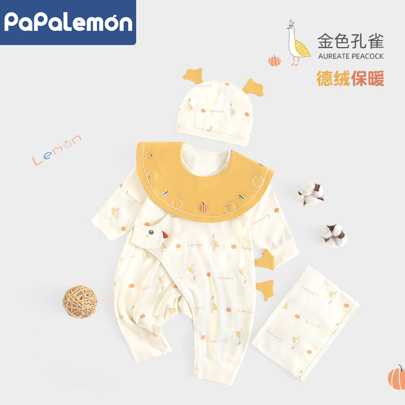 柠檬爬爬新生儿德绒发热和袍哈衣