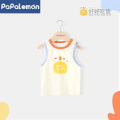 柠檬爬爬宝宝无袖 好好吃饭 透气夏装 上衣纯棉婴儿背心T恤夏季 薄款