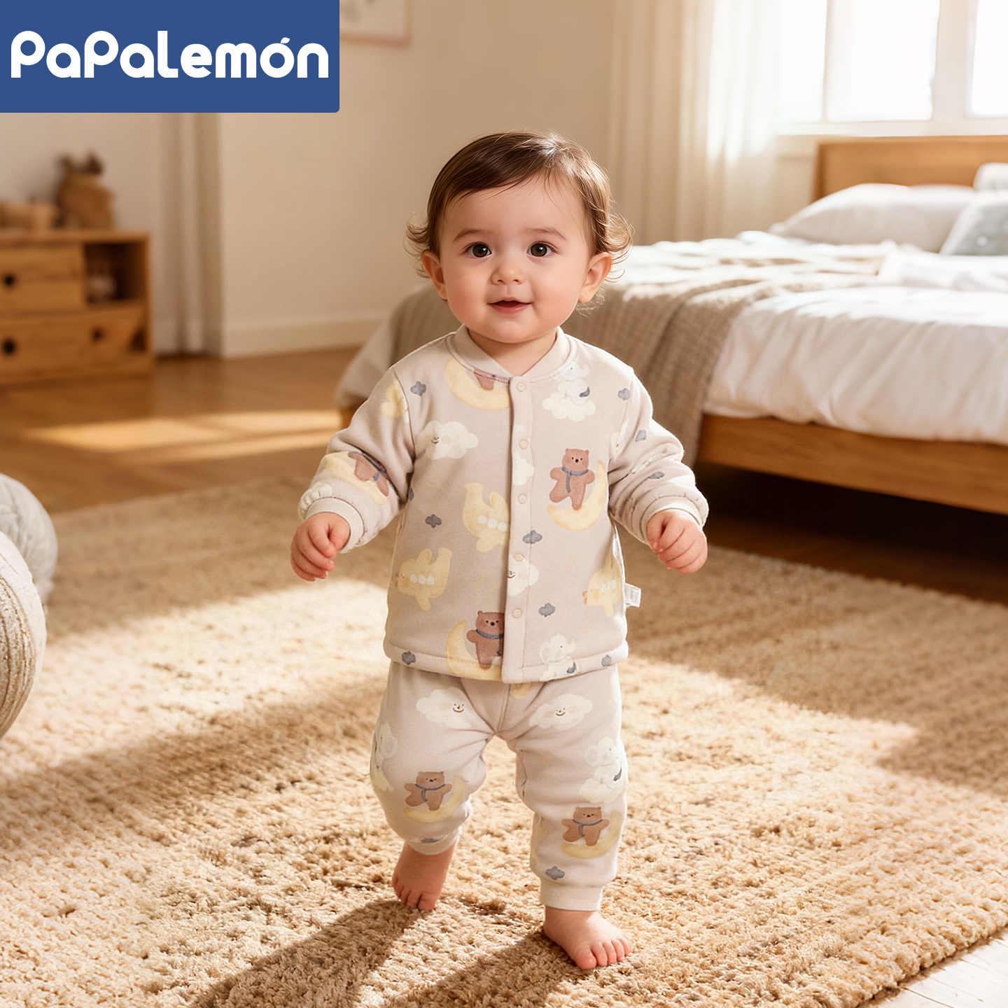 PAPALEMON宝宝冬季夹棉恒温套装