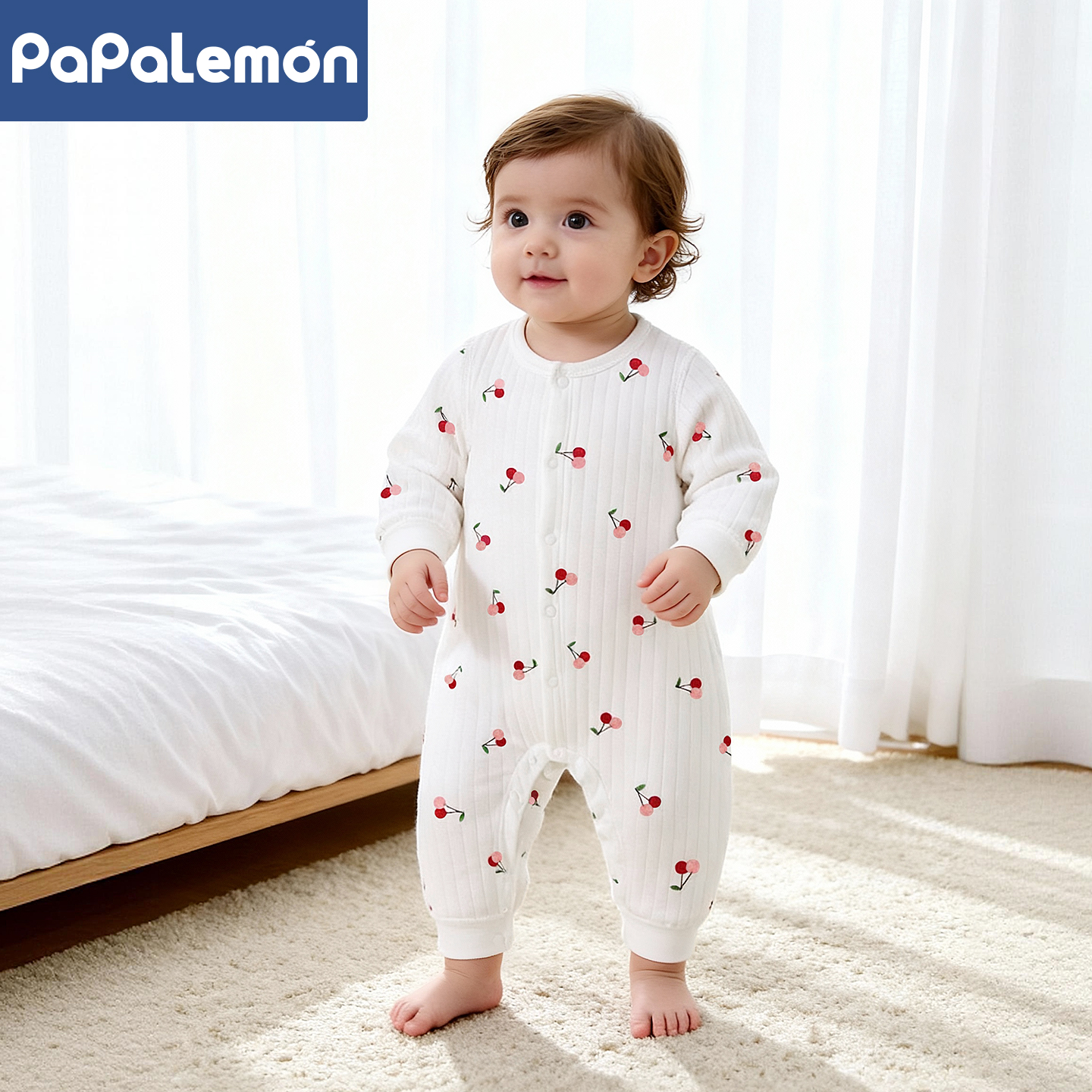 柠檬爬爬婴儿连体衣秋冬季新生宝宝睡衣夹棉保暖外出可爱哈衣爬服