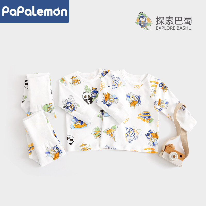 柠檬爬爬婴儿春秋纯棉高腰套装