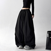 加绒阔腿裤 巨好看黑色工装 新款 宽松显瘦运动裤 裤 女2025冬季