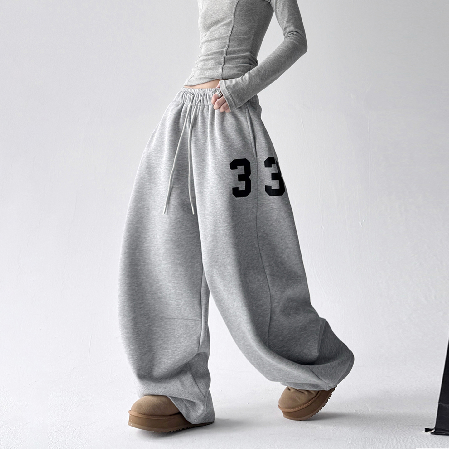 美式藏青色弯刀卫裤2025冬季新款韩系穿搭休闲裤宽松百搭运动裤