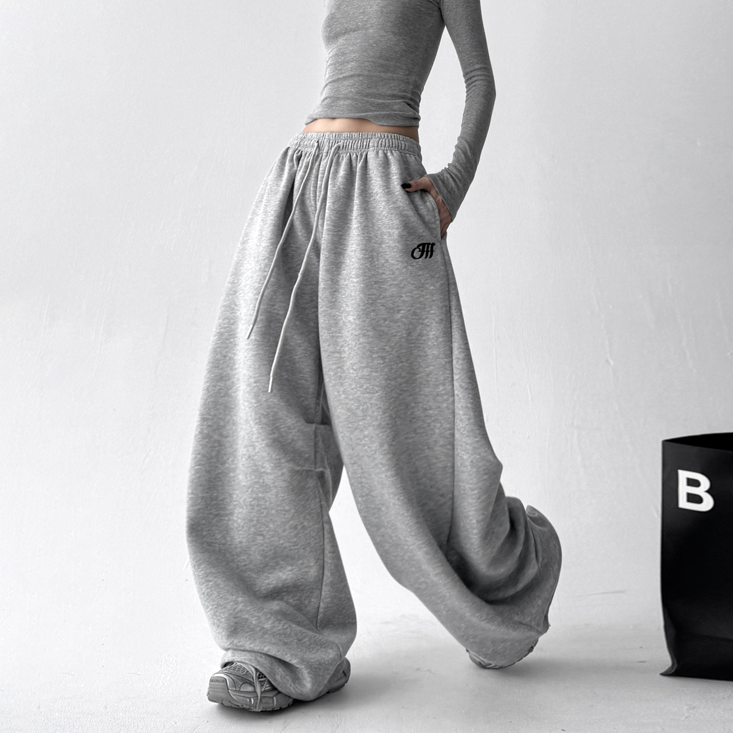 美式复古刺绣运动裤女2025新款