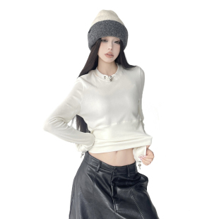 长袖 今年流行2025冬季 显瘦时髦甜辣收腰加绒打底衫 女修身 T恤 新款