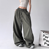 hiphop欧美街舞情侣伞兵阔腿裤 小蛇印花工装 子 2025夏季 美式 裤 女款