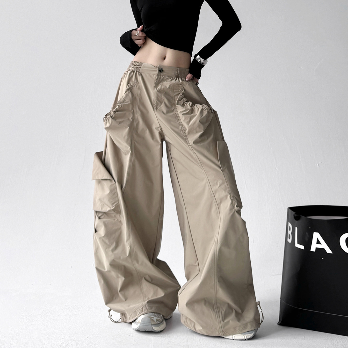 2025早秋季新款女休闲裤女高腰显瘦宽松百搭高个子秋装爆款阔腿裤,女装/女士精品,休闲裤,淘宝优惠券,粉丝福利购,淘宝优惠卷