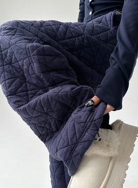 今年流行2024棉裤女冬季菱形格加厚束脚美vintage保暖防寒休闲裤