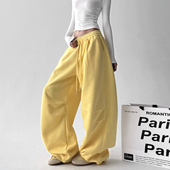 黄色运动裤 女2025春秋季 新款 超火秋装 高级感原创设计百搭休闲卫裤