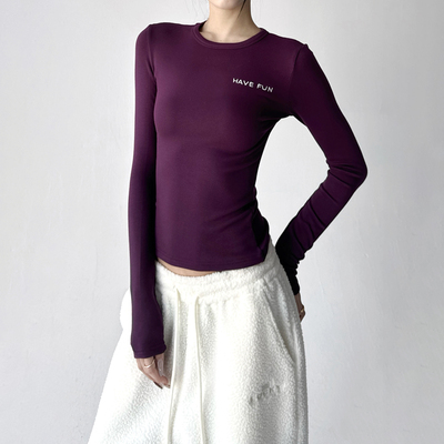 长袖T恤女2025冬装新款高个子修身显瘦打底衫印花上衣内搭外穿