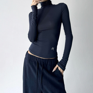 t恤修身 洋气长袖 上衣 女秋冬内搭显瘦时尚 2025高领打底衫