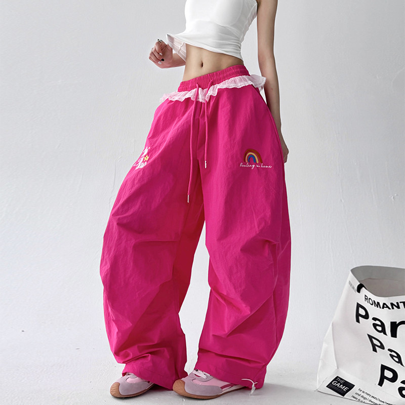 复古褶皱垂感伞兵工装裤女2025超火夏装新款阔腿爵士舞香蕉弯刀裤,女装/女士精品,休闲裤,淘宝优惠券,粉丝福利购,淘宝优惠卷