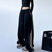 炸街欧美抽绳运动裤 子 2026秋冬新款 休闲显瘦宽松加厚直筒阔腿卫裤