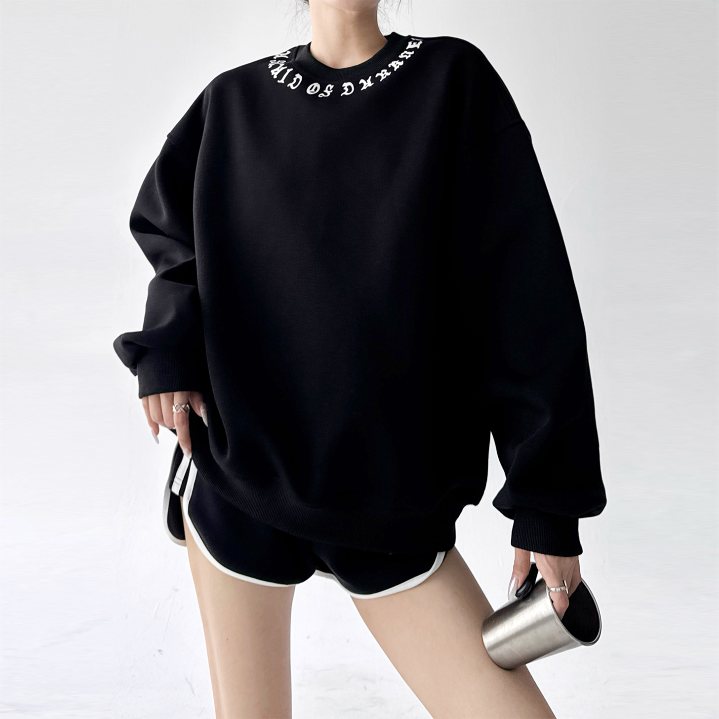 时尚长袖卫衣女2025秋冬季新款宽松显瘦减龄高级感中长高个子上衣