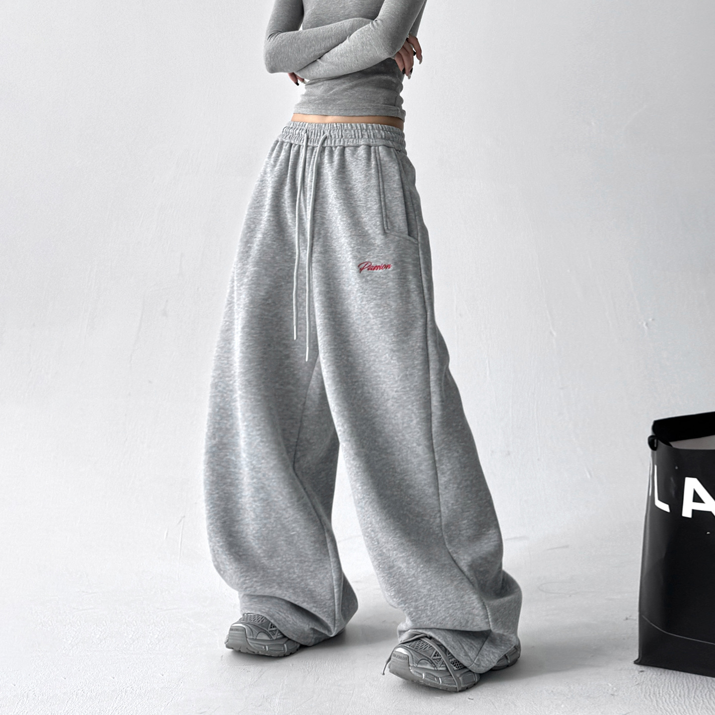 美式灰色运动裤女早秋2025新款