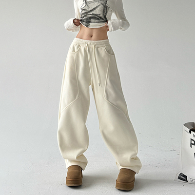 休闲卫裤米白色运动裤