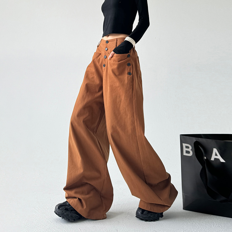 宽松直筒拖地阔腿长裤