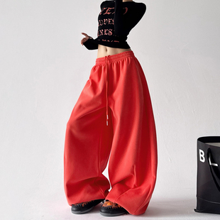 阔腿裤 巨好看2025秋冬季 女加绒加厚松紧抽绳系宽松卫裤 运动裤 新款