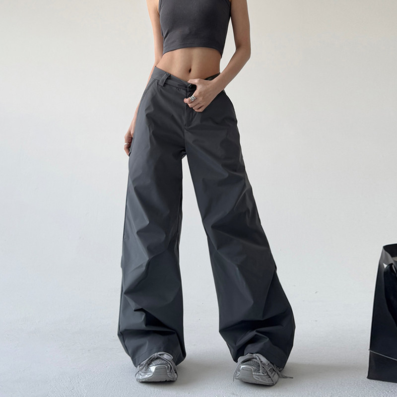 高级感小众褶皱黑色西裤女2025春秋季新款微喇叭阔腿情侣休闲裤,女装/女士精品,休闲裤,淘宝优惠券,粉丝福利购,淘宝优惠卷