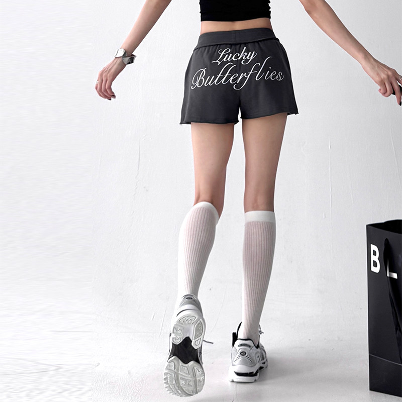 美式灰色运动短裤女2025夏装超火新款辣妹热裤夏季高腰百搭休闲裤,女装/女士精品,休闲裤,淘宝优惠券,粉丝福利购,淘宝优惠卷