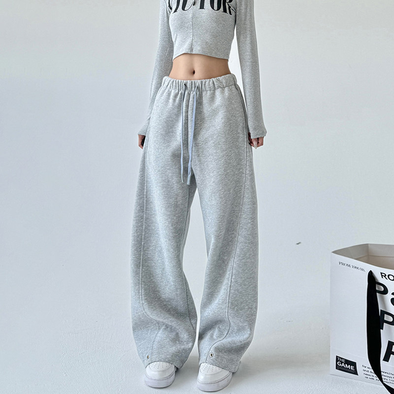 灰色运动裤女春秋新款直筒休闲宽松显瘦美式复古百搭直筒阔腿长裤,女装/女士精品,休闲裤,淘宝优惠券,粉丝福利购,淘宝优惠卷