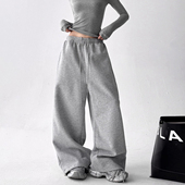 运动裤 女2025秋冬新款 高腰显瘦宽松休闲裤 灰色经典 直筒阔腿卫裤 子