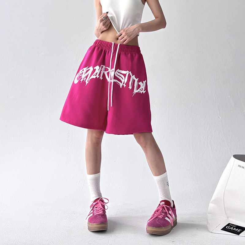 美多巴胺复古嘻哈短裤女2025夏季新款高腰宽松阔腿抽绳五分运动裤,女装/女士精品,休闲裤,淘宝优惠券,粉丝福利购,淘宝优惠卷