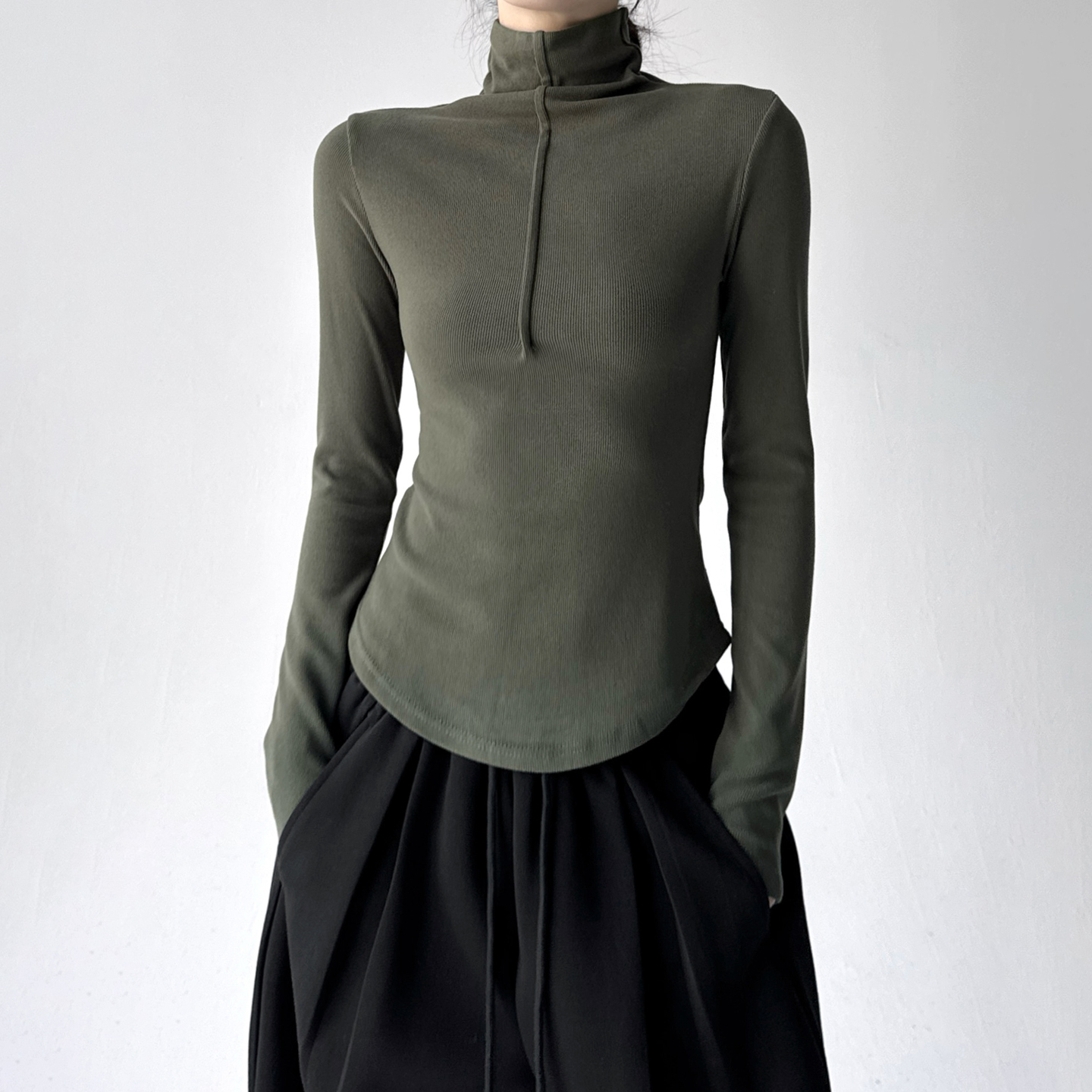 半高领打底衫女秋冬紧身长袖上衣修身保暖欧美ins辣妹T恤