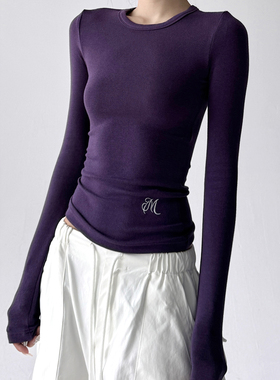 修身打底衫女上衣2025年秋冬新款高弹力百搭高级感修身内搭外穿