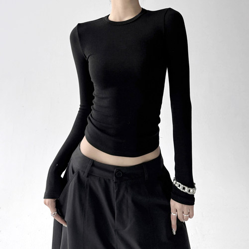 2025秋装新款美式复古辣妹长袖T恤女秋季新款修身显瘦打底衫上衣