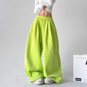 加绒美式 简约基础款 阔腿抽绳休闲裤 2025冬季 男女宽松百搭拖地长裤