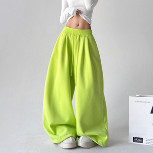 男女宽松百搭拖地长裤 2025冬季 阔腿抽绳休闲裤 简约基础款 加绒美式