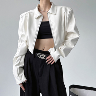 今年流行的白色皮衣2025新款春秋装街头时尚短款