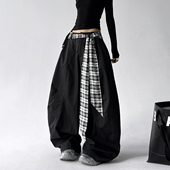 2025秋季 女街头宽松慵懒风休闲裤 新品 嘻哈街舞叠穿可拆卸阔腿裤