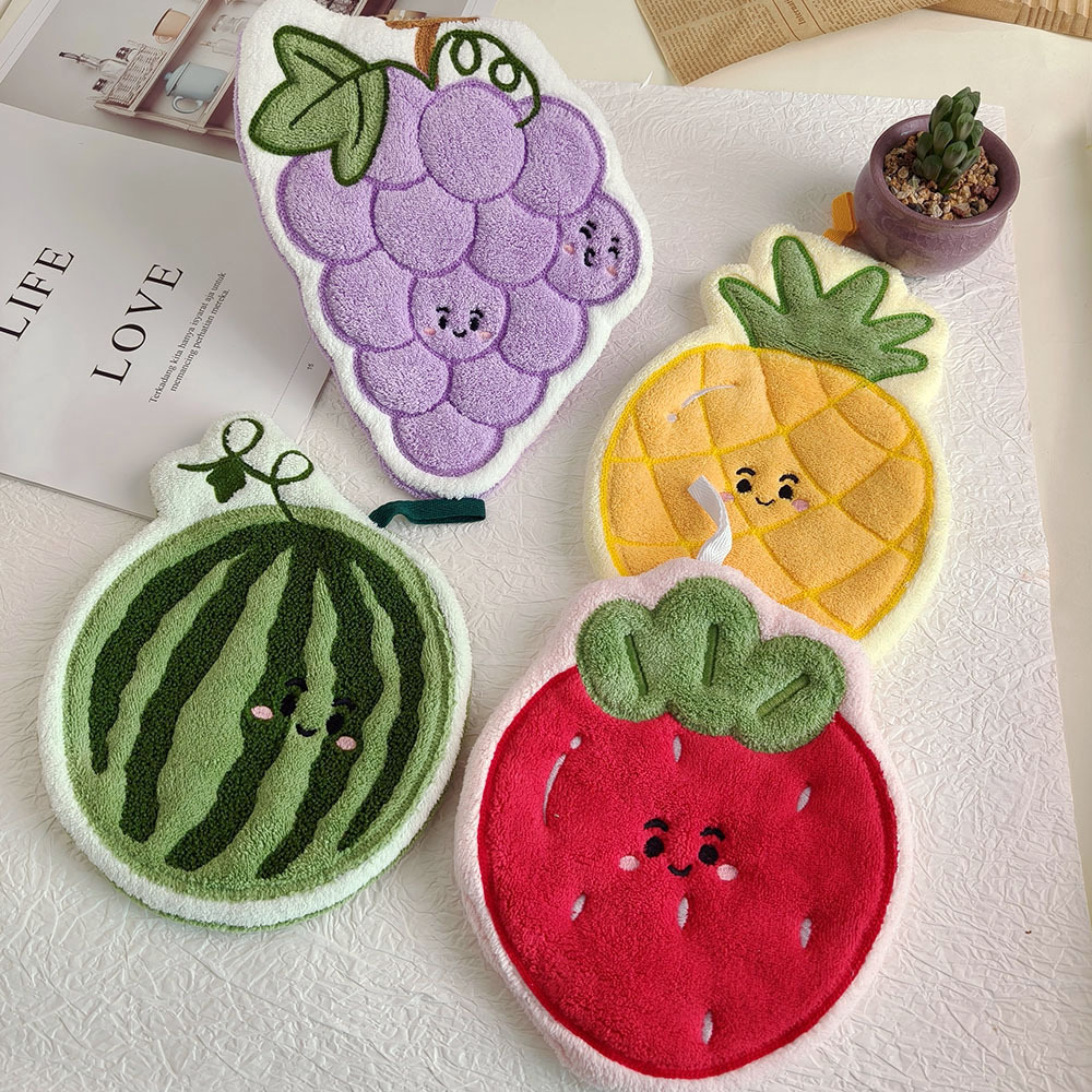 水果擦手巾珊瑚绒挂巾厨房卫生间吸水抹布小礼品