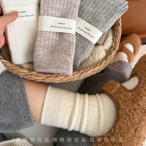 羊毛厚袜子女中筒袜秋冬季