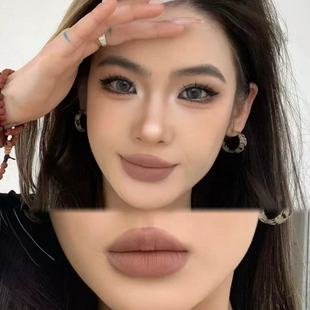 方圆脸唇妆!美拉德哑光唇泥轻欧美姐感口红清冷暗黑口棕唇釉学生
