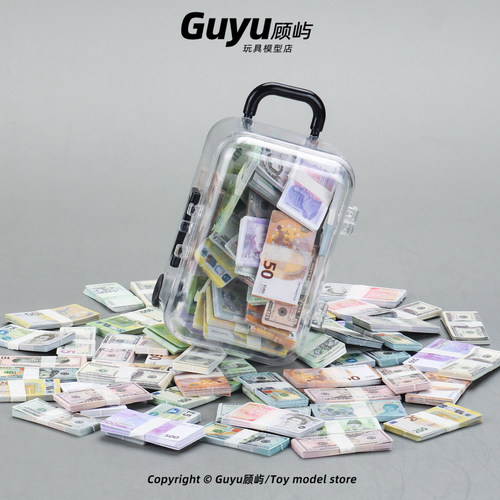 迷你仿真钱小钞票模型美元纸钞假钱纸币微缩玩具行李箱手办配件
