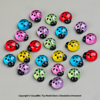 迷你夜光七星小瓢虫模型甲壳虫昆虫小动物摆件发光玩偶儿童玩具