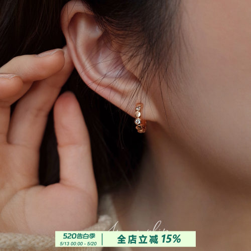 泡泡闪钻圆圈耳夹无耳洞女小众设计复古简约质感通勤百搭硅胶耳饰