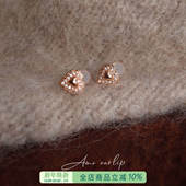 偏爱闪钻爱心耳夹无耳洞女复古温柔气质精致通勤小巧设计硅胶耳饰