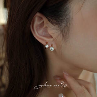 超闪一克拉莫桑钻无耳洞耳夹女气质通勤精致轻奢无痛50分硅胶耳饰