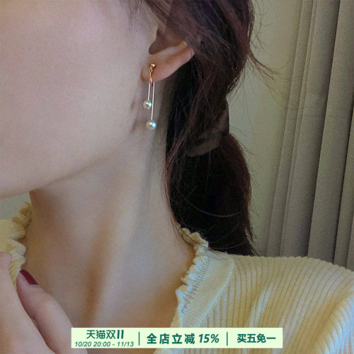无耳洞前后珍珠流苏耳夹
