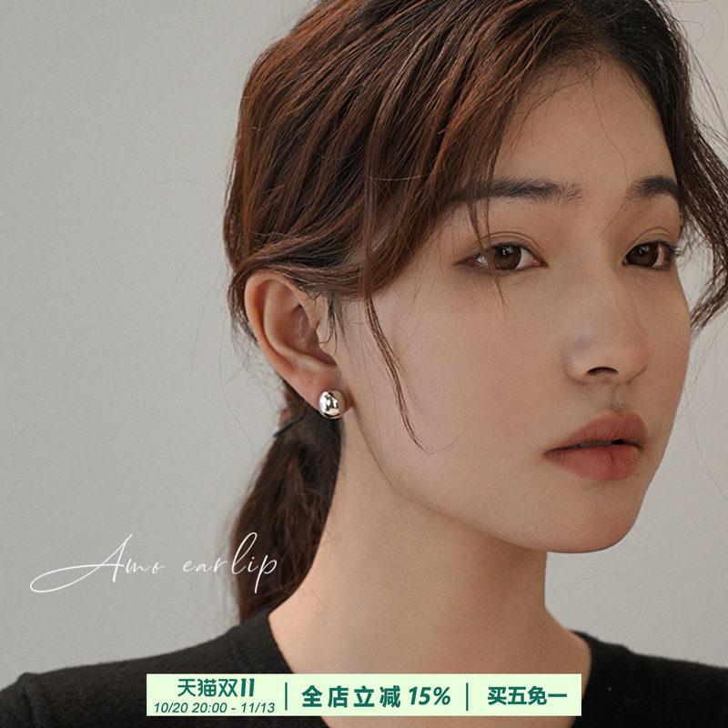 小银豆耳夹无耳洞女百搭时尚简约小众设计高级感硅胶耳饰2025年新
