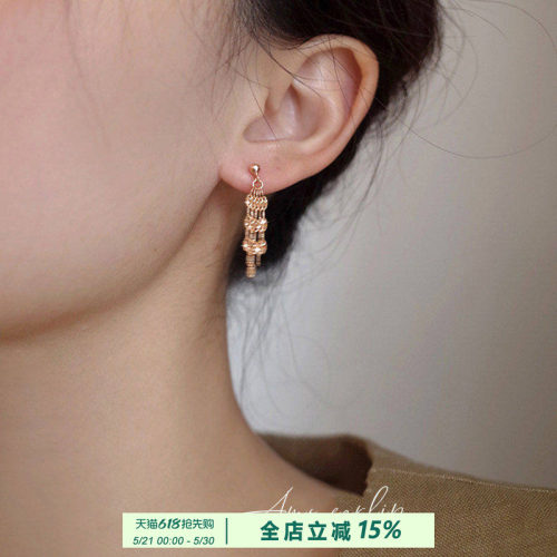 流沙高级感流苏耳夹无耳洞女小众设计法式复古气质蚊香盘耳饰新款