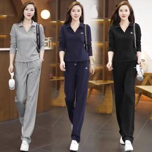 上衣阔腿裤 秋季 两件套 长袖 小个子高端时尚 休闲运动套装 女2025新款